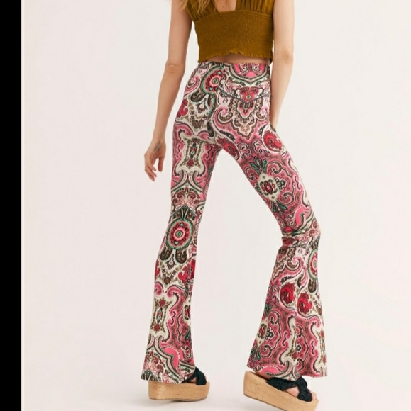 Free People Harper pink combo flare pants XS - Picture 2 of 8